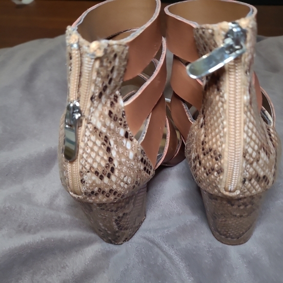 Chinese Laundry Bonafide Hazelnut Snakeskin Print Strappy Heels 8 - Picture 3 of 13